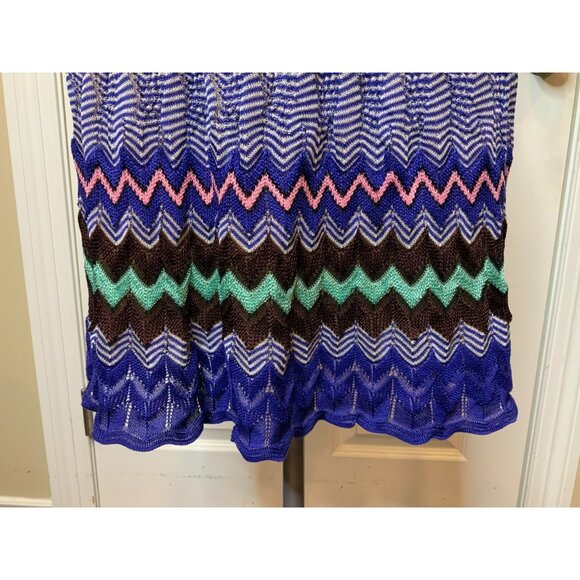Missoni Blue Multicolor Zig-Zag Patterned A-Line Skirt, Size 10 - Picture 3 of 8